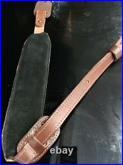 Leather Padded Rifle Gun Sling /Brown with Black accents 32to 42-WW ship