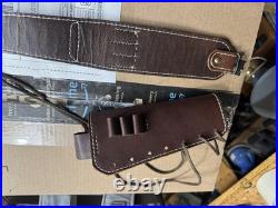 Leather RIFLE Firearm SLING with Authentic RATTLESNAKE Skin Inlay Shell Holder