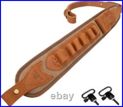 Leather Rife Sling Cartridge Holder with Handle Loop for. 308 12GA Shotgun Strap