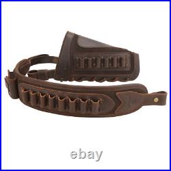 Leather Rifle Ammo Buttstock, Shell Holder Sling Hunting Set for. 22 12GA. 30-06