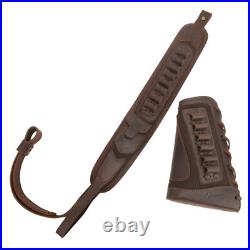 Leather Rifle Ammo Buttstock, Shell Holder Sling Hunting Set for. 22 12GA. 30-06