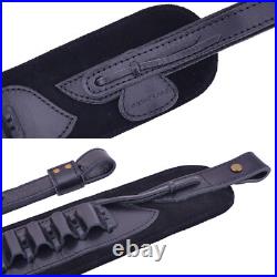Leather Rifle Ammo Carry Sling Shotgun Shoulder Strap for. 30-30.308.22LR 12GA