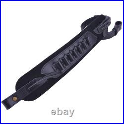 Leather Rifle Ammo Carry Sling Shotgun Shoulder Strap for. 30-30.308.22LR 12GA
