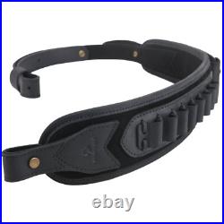 Leather Rifle Bullets Carry Sling Shotgun Shoulder Strap for. 30-06.22 12GA. 30-30