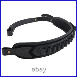 Leather Rifle Bullets Carry Sling Shotgun Shoulder Strap for. 30-06.22 12GA. 30-30