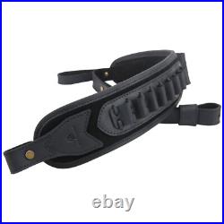 Leather Rifle Bullets Carry Sling Shotgun Shoulder Strap for. 30-06.22 12GA. 30-30