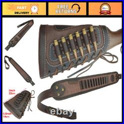 Leather Rifle Buttstock Ammo Pouch & Sling Holder for. 308.30-06.45-70 44Mag 7