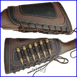 Leather Rifle Buttstock Ammo Pouch & Sling Holder for. 308.30-06.45-70 44Mag 7