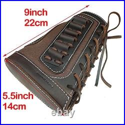 Leather Rifle Buttstock Ammo Pouch & Sling Holder for. 308.30-06.45-70 44Mag 7