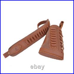 Leather Rifle Buttstock Cheek Rest and Strap Sling for. 22LR. 357.308.44MAG 12GA