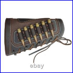 Leather Rifle Buttstock Pouch Ammo Holder and Rifle Sling Shell Holder Cartri