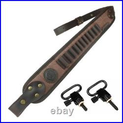 Leather Rifle Buttstock Pouch Ammo Holder and Rifle Sling Shell Holder Cartri