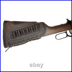 Leather Rifle Buttstock Pouch Ammo Holder and Rifle Sling Shell Holder Cartri