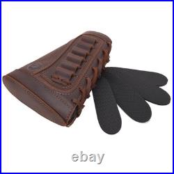 Leather Rifle Buttstock Pouch Ammo Holder and Rifle Sling Shell Holder Cartri