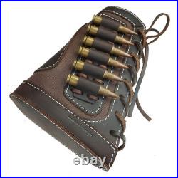 Leather Rifle Buttstock Pouch Ammo Holder and Rifle Sling Shell Holder Cartri