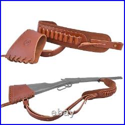 Leather Rifle Buttstock Recoil Pad & Gun Sling Strap for. 308.357 12GA Right HA