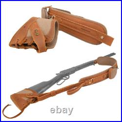 Leather Rifle Buttstock Recoil Pad, Shoulder Sling Set for Hunting Shooting