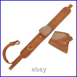 Leather Rifle Buttstock Recoil Pad, Shoulder Sling Set for Hunting Shooting