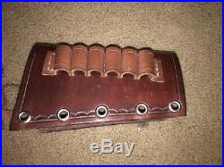 Leather Rifle Buttstock Shell Holder In 45-70 With Matching Leather Sling