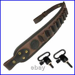 Leather Rifle Buttstock Shell Holder with Canvas Leather Rifle Sling for 12 GA