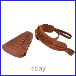 Leather Rifle Buttstock Sleeve with Ammo Sling Strap for. 22LR 12GA. 308.30-30