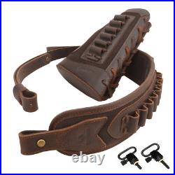Leather Rifle Buttstock Wirh Shell Slots Sling for. 308.22MAG 12GA. 357.30/30