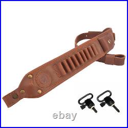 Leather Rifle Buttstock with Gun Cartridge Sling Strap / Swivels For. 308.30-06