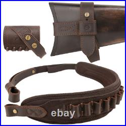 Leather Rifle Buttstock with No Drill Shell Holder Gun Sling. 308.30/30.22