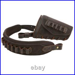 Leather Rifle Carry Sling, Ammo Holder Buttstock Set for. 300win. 22 12GA. 357