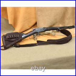 Leather Rifle Carry Sling, Ammo Holder Buttstock Set for. 300win. 22 12GA. 357