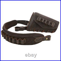 Leather Rifle Carry Sling, Gun Cheek Rest Hunting Set for. 30-06.22LR 12GA. 30-30