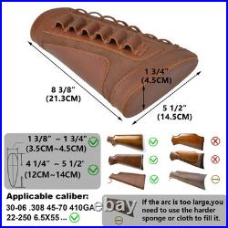 Leather Rifle Cheek Rest Cover with Ammo Sling for. 30-06.45-70.308 Hunting Set