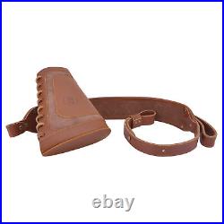 Leather Rifle Cheek Rest Cover with Ammo Sling for. 30-06.45-70.308 Hunting Set