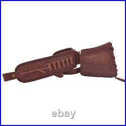 Leather Rifle Field Recoil Pad Stock with Vintage Gun Sling Strap. 357.30/30