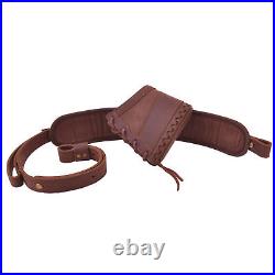 Leather Rifle Field Recoil Pad Stock with Vintage Gun Sling Strap. 357.30/30