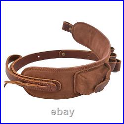 Leather Rifle Gun Ammo Sling Shotgun Soft Shoulder Belt for. 30-30.22LR 12GA