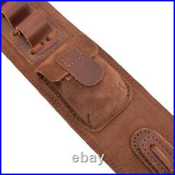 Leather Rifle Gun Ammo Sling Shotgun Soft Shoulder Belt for. 30-30.22LR 12GA