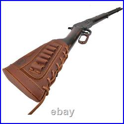 Leather Rifle Gun Buttstock Holder & Adjustable Sling Strap Shot Gun Cartridge