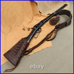 Leather Rifle Gun Cheek Stock with Leather Sling for 12GA. 30/30.22LR. 30/06