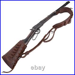 Leather Rifle Gun Cheek Stock with Leather Sling for 12GA. 30/30.22LR. 30/06