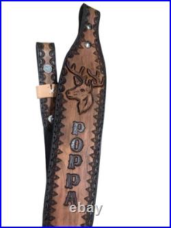 Leather Rifle Gun Sling Personalized Custom Hand Made