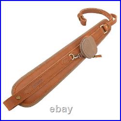 Leather Rifle Hunting Carry Sling Shotgun Shooting Belt with A Canvas Pocket