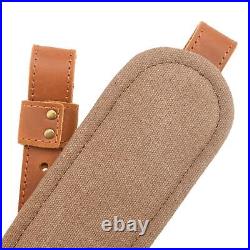 Leather Rifle Hunting Carry Sling Shotgun Shooting Belt with A Canvas Pocket