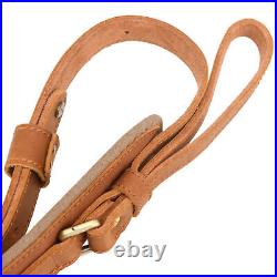 Leather Rifle Hunting Carry Sling Shotgun Shooting Belt with A Canvas Pocket