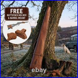 Leather Rifle Scabbard Gun Slip Case Buttstock Holder Barrel Mount Hunting