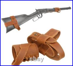 Leather Rifle Scabbard Gun Slip Case Buttstock Holder Barrel Mount Hunting