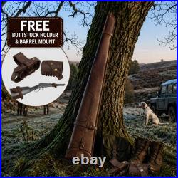 Leather Rifle Scabbard Shotgun Case Hunting Buttstock Holder Barrel Mount Set