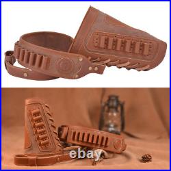 Leather Rifle Shell Holder Buttstock with Strap Sling For. 30-06.308.45-70.44
