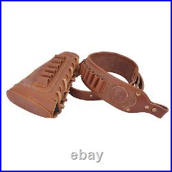 Leather Rifle Shell Holder Buttstock with Strap Sling For. 30-06.308.45-70.44