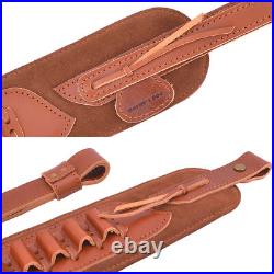 Leather Rifle Shell Holder Sling Shotgun Shoulder Strap for. 22LR 16GA 20GA